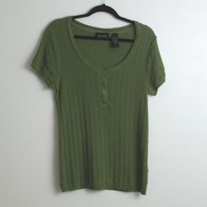 Access Green Button Cap Sleeve Top Sz Lg